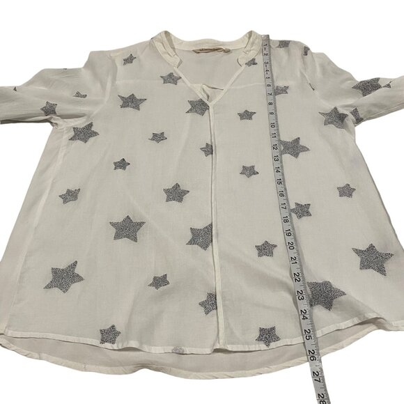 Soft Surroundings Star Embroidered Tunic Roll Tab Sleeves Top Size M - Picture 10 of 10